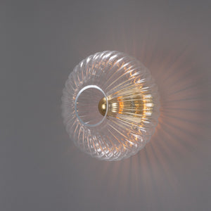 Neith Oval Reeded Glass and Brass Wall Light 30cm - View 8