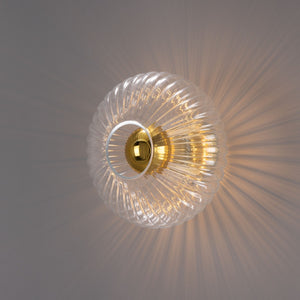 Neith Oval Reeded Glass and Brass Wall Light 30cm - View 10
