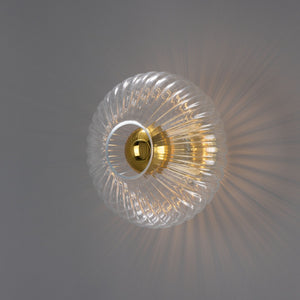 Neith Oval Reeded Glass and Brass Wall Light 30cm - View 11