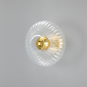 Neith Oval Reeded Glass and Brass Wall Light 30cm - View 12