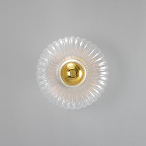 Neith Oval Reeded Glass and Brass Wall Light 30cm - View 2