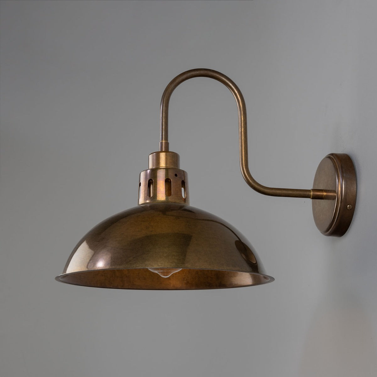 Paris Industrial Brass Swan Neck Wall Light 30cm - View 3