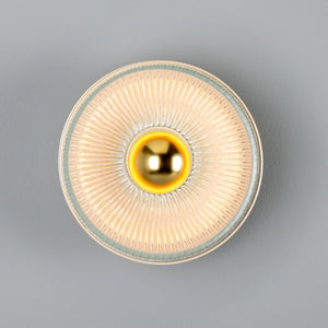 Eclipse Coloured Brass and Prismatic Glass Dish Wall Light - View 5