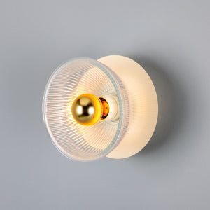 Eclipse Coloured Brass and Prismatic Glass Dish Wall Light - View 4