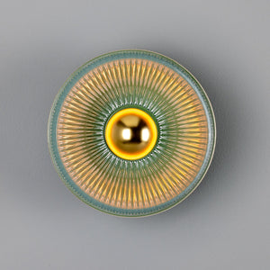 Eclipse Coloured Brass and Prismatic Glass Dish Wall Light - View 14