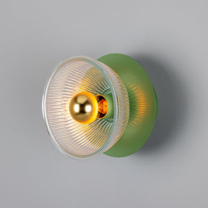 Eclipse Coloured Brass and Prismatic Glass Dish Wall Light - View 13