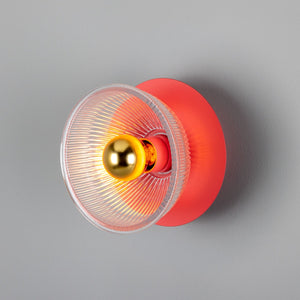 Eclipse Coloured Brass and Prismatic Glass Dish Wall Light - View 7