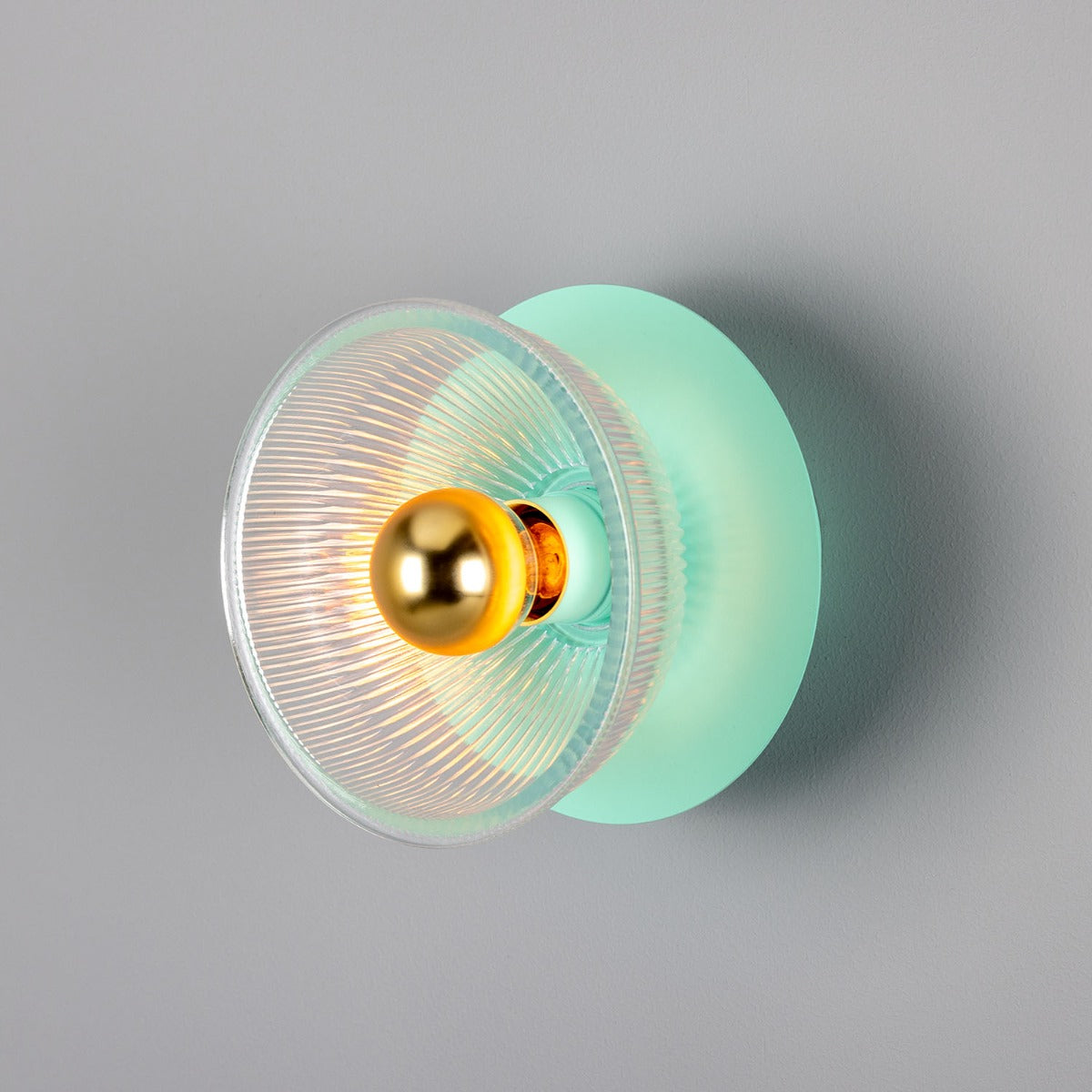 Eclipse Coloured Brass and Prismatic Glass Dish Wall Light - Main View