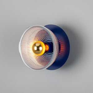 Eclipse Coloured Brass and Prismatic Glass Dish Wall Light - View 10
