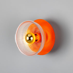 Eclipse Coloured Brass and Prismatic Glass Dish Wall Light - View 22