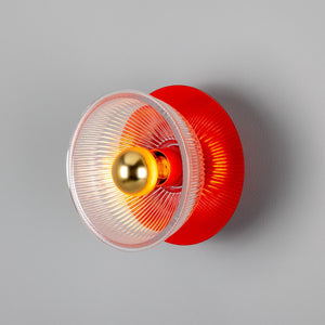 Eclipse Coloured Brass and Prismatic Glass Dish Wall Light - View 25
