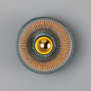 Eclipse Coloured Brass and Prismatic Glass Dish Wall Light - View 17