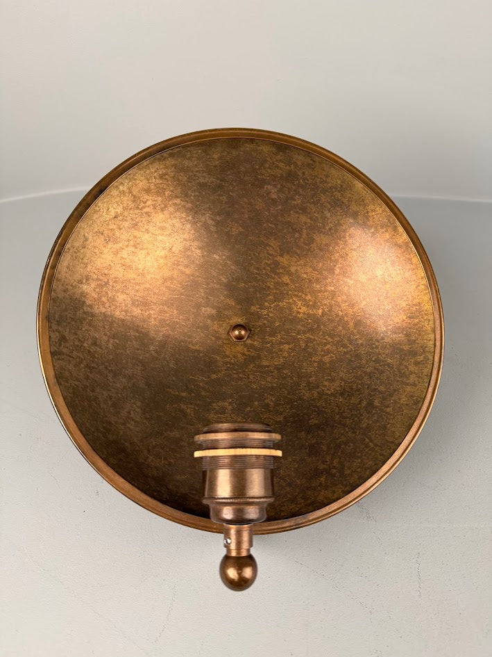 Chulainn Industrial Brass Dish Wall Light 25cm IP20 - Subtle Wear