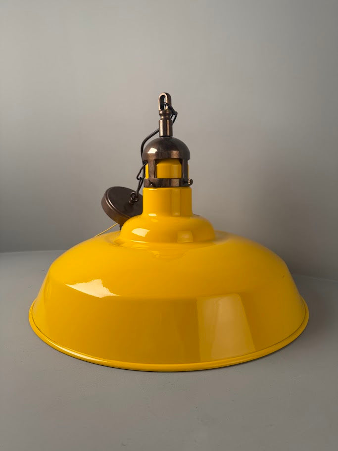 Matlock Large Vintage Factory Brass Pendant Light 50cm IP20-Wear and Tear