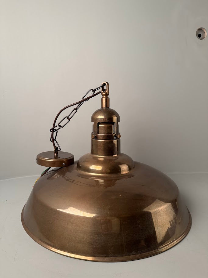 Matlock Large Vintage Factory Brass Pendant Light 50cm IP20 - Subtle Wear