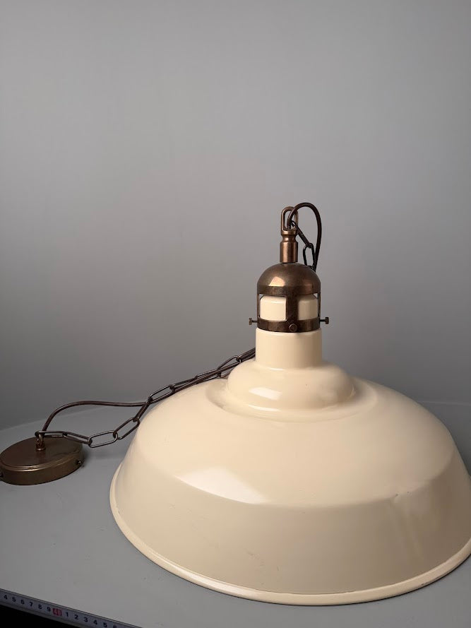 Matlock Large Vintage Factory Brass Pendant Light 50cm IP20 - Subtle Wear