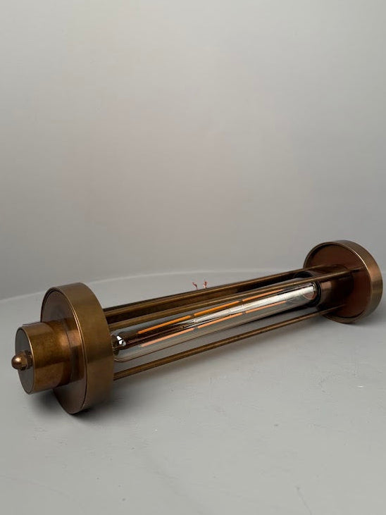 Louise Vintage Rippled Clear Glass and Brass Bathroom Wall Light 47cm IP44 - Subtle Wear