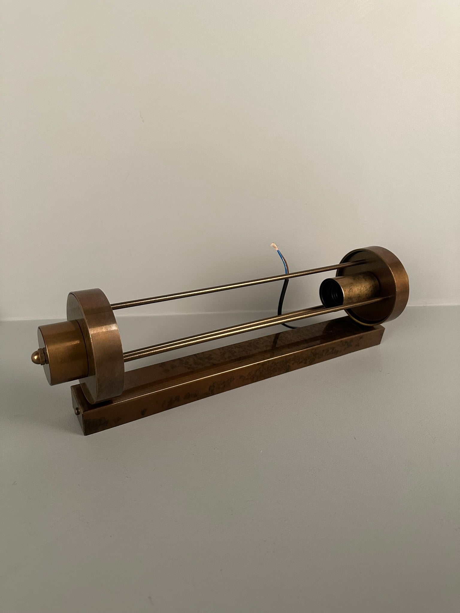 Louise Vintage Rippled Clear Glass and Brass Bathroom Wall Light 47cm IP44 - Subtle Wear