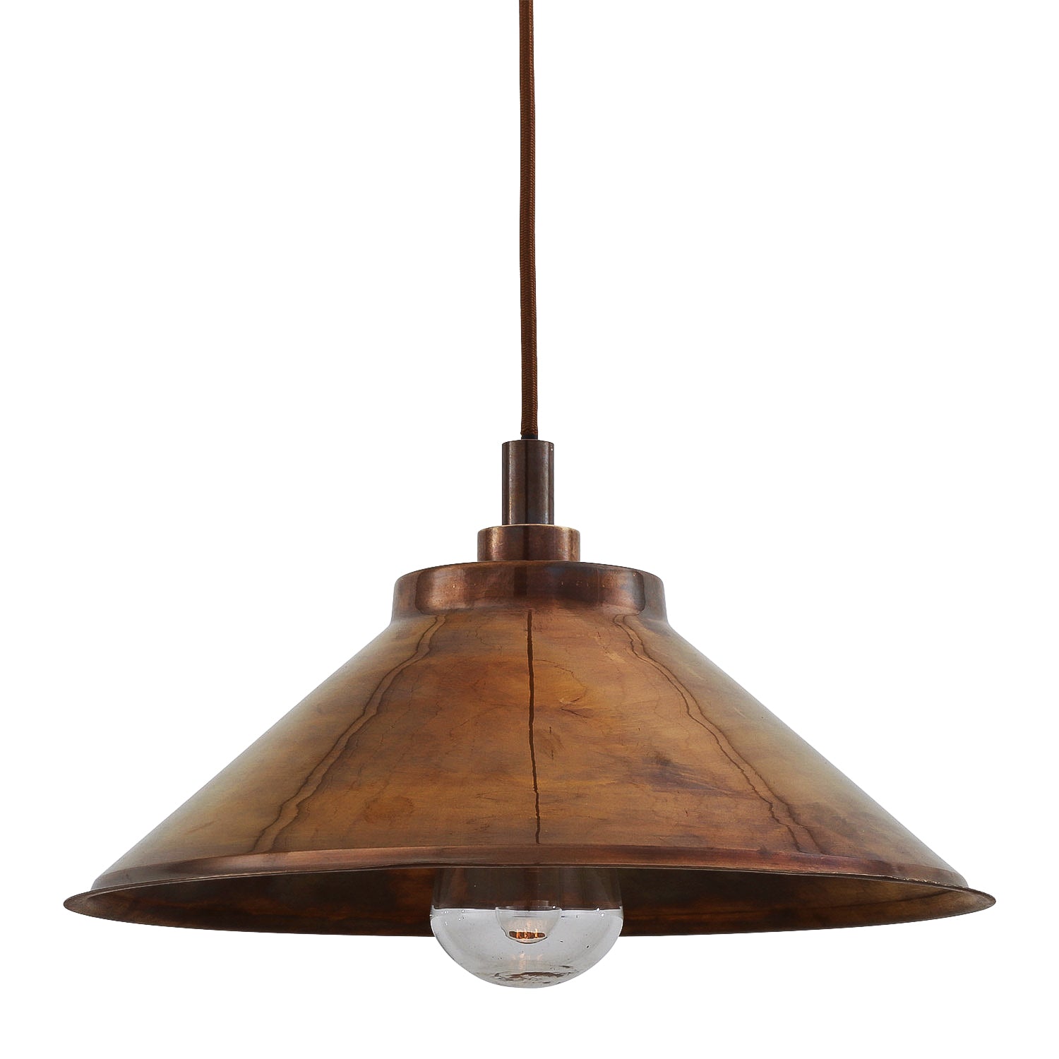 Nerissa Industrial Brass Pendant Light 37.5cm IP65 - Subtle Wear