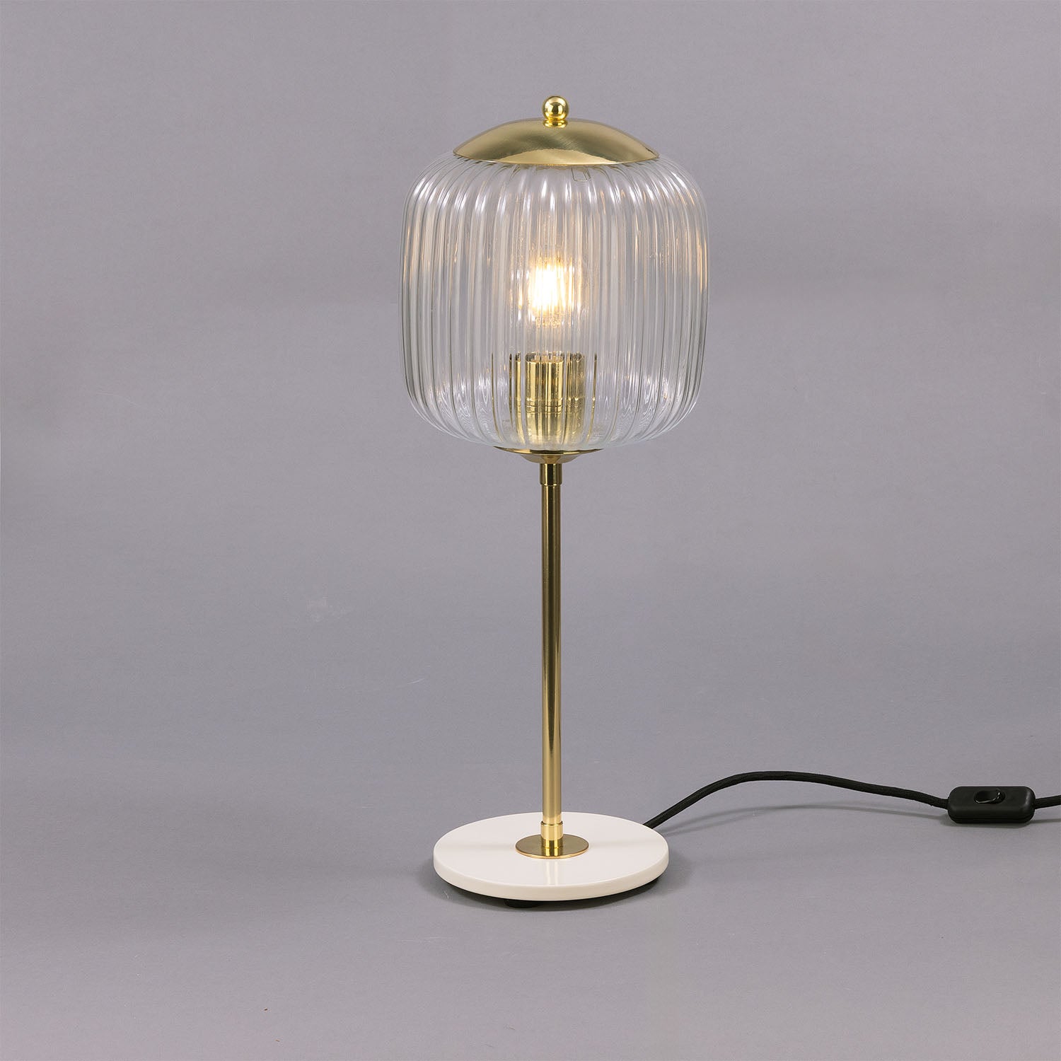 Astoria Reeded Glass and Brass Table Lamp 52cm IP20 - Like New