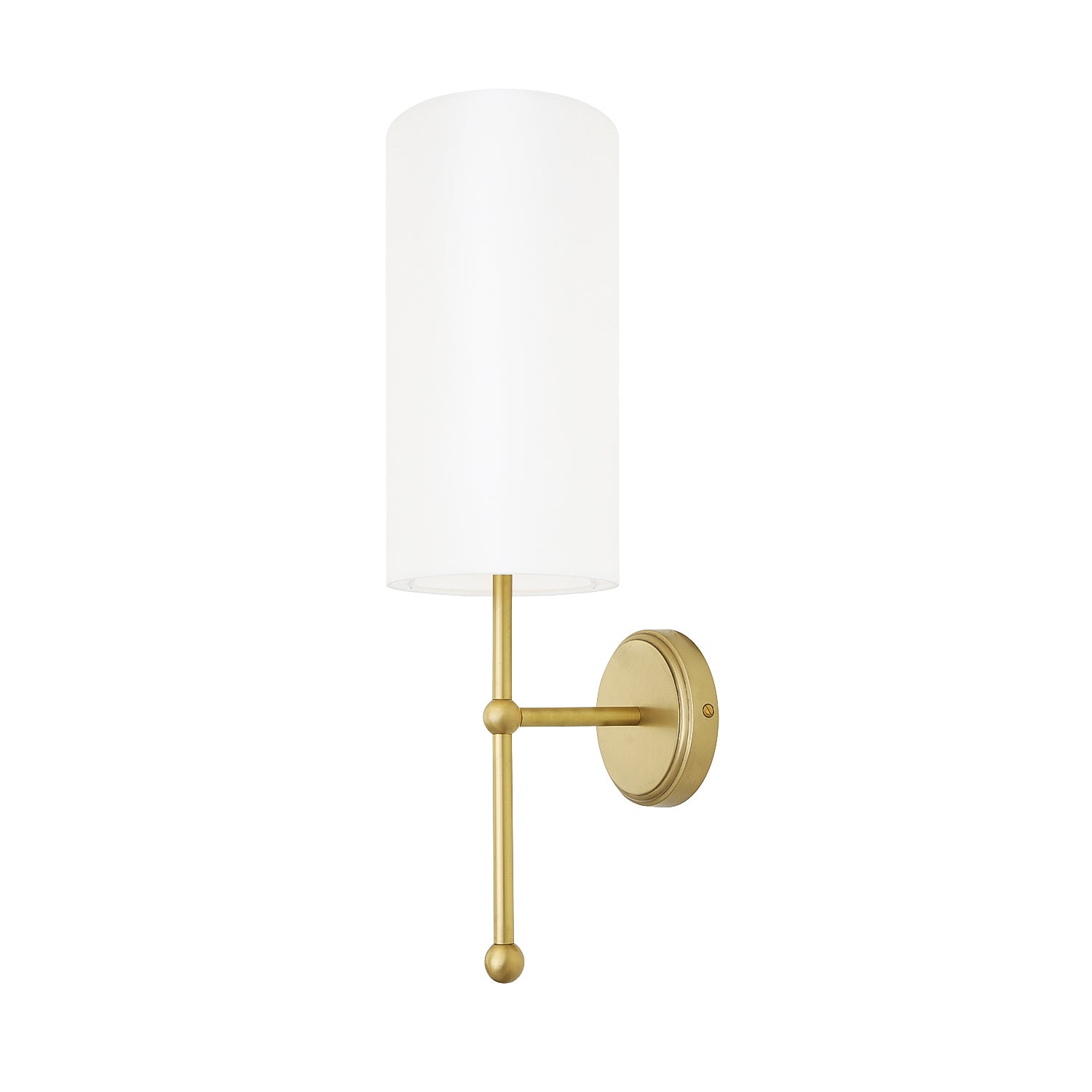 Arizona Contemporary Brass Wall Light with Tall Fabric Shade 56cm IP20 - Subtle Wear
