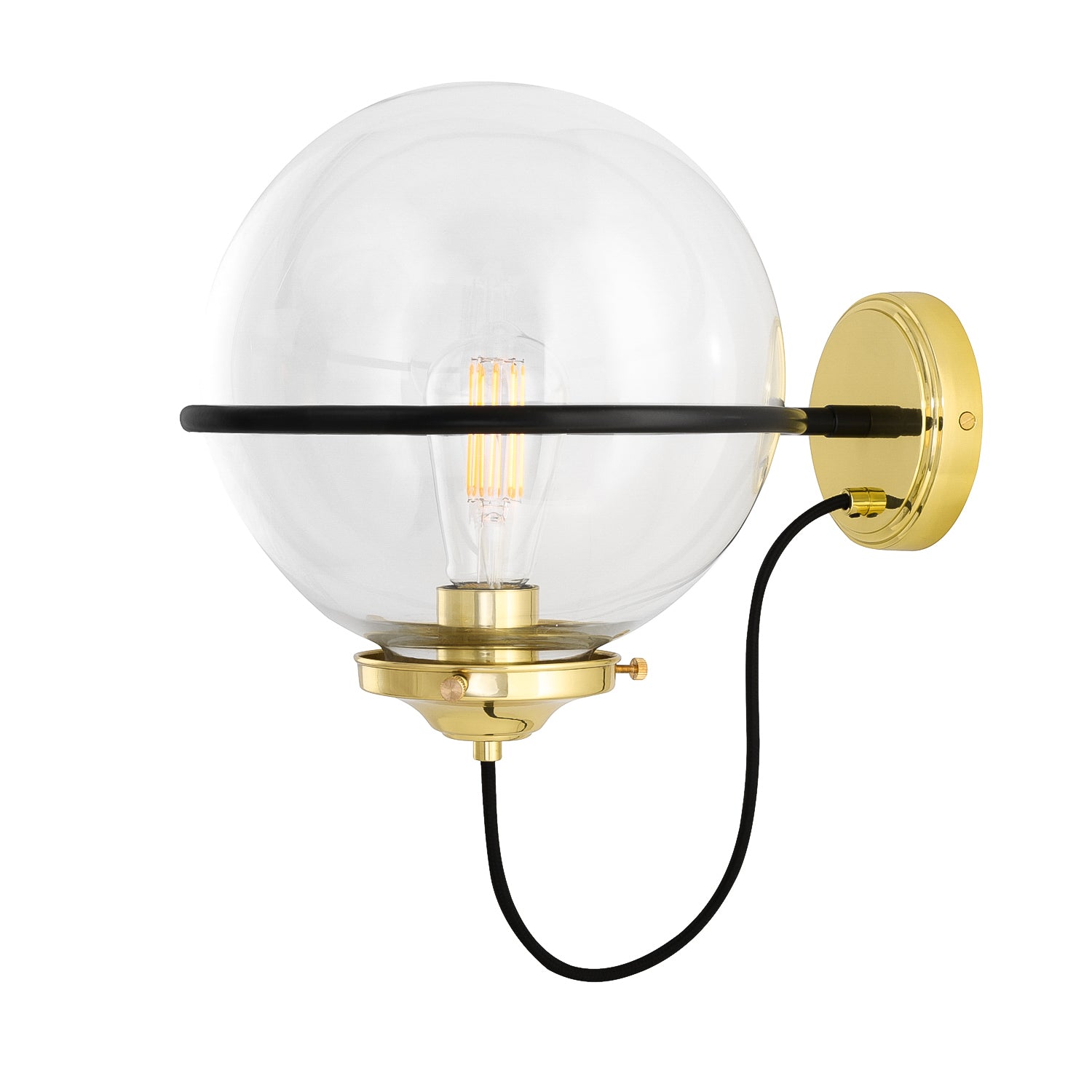 Oranmore 25cm Wall Light | Satin Brass & Matt Black | CL