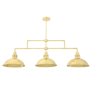 Georgia Vintage Brass Bar Pendant, Three Light - Main View