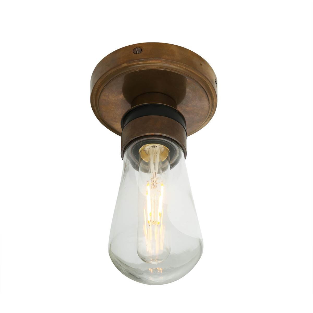 Kura Brass / Glass Ceiling Light IP65 - View 3