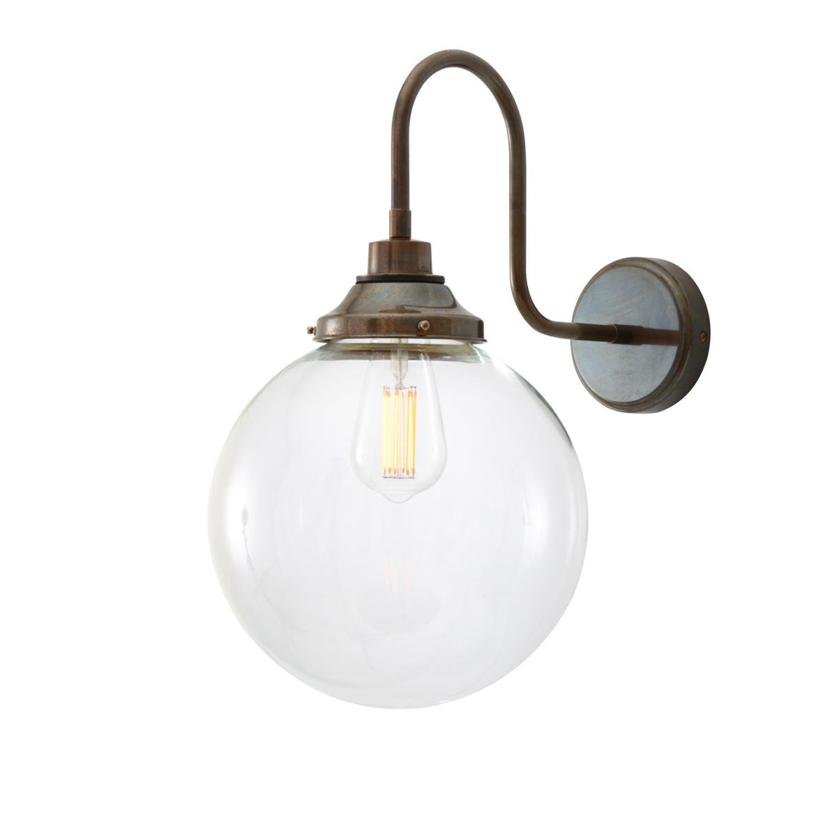 Laguna Clear Globe Swan Neck Wall Light 25cm IP44 - Main View