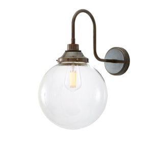 Laguna Clear Globe Swan Neck Wall Light 25cm IP44 - Main View