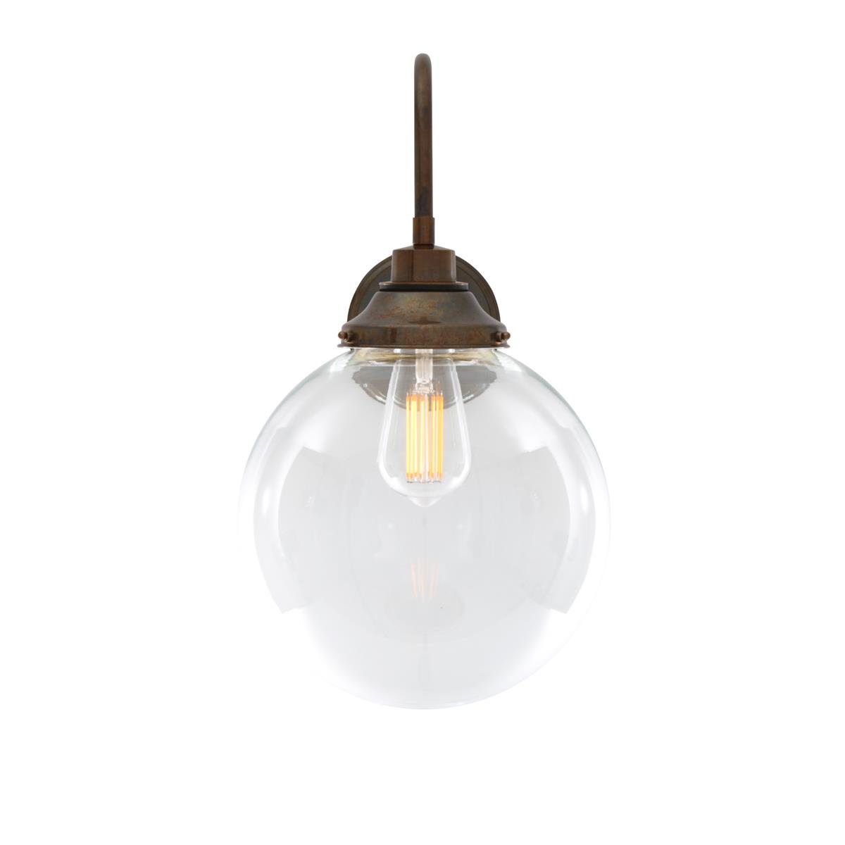 Laguna Clear Globe Swan Neck Wall Light 25cm IP44 - View 3