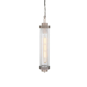 Louise Vintage Rippled Glass and Brass Bathroom Pendant IP44 - View 1
