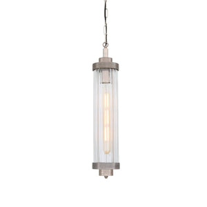 Louise Vintage Rippled Glass and Brass Bathroom Pendant IP44 - View 2