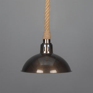 Tahiti Jute Rope Pendant Light with Vintage Brass Shade 30cm IP65 - View 2