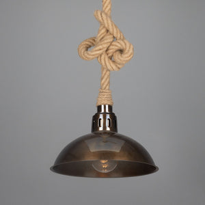 Tahiti Jute Rope Pendant Light with Vintage Brass Shade 30cm IP65 - Main View