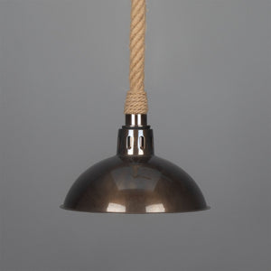 Tahiti Jute Rope Pendant Light with Vintage Brass Shade 30cm IP65 - View 2