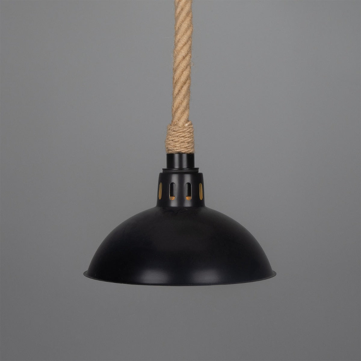 Tahiti Jute Rope Pendant Light with Vintage Brass Shade 30cm IP65 - View 5