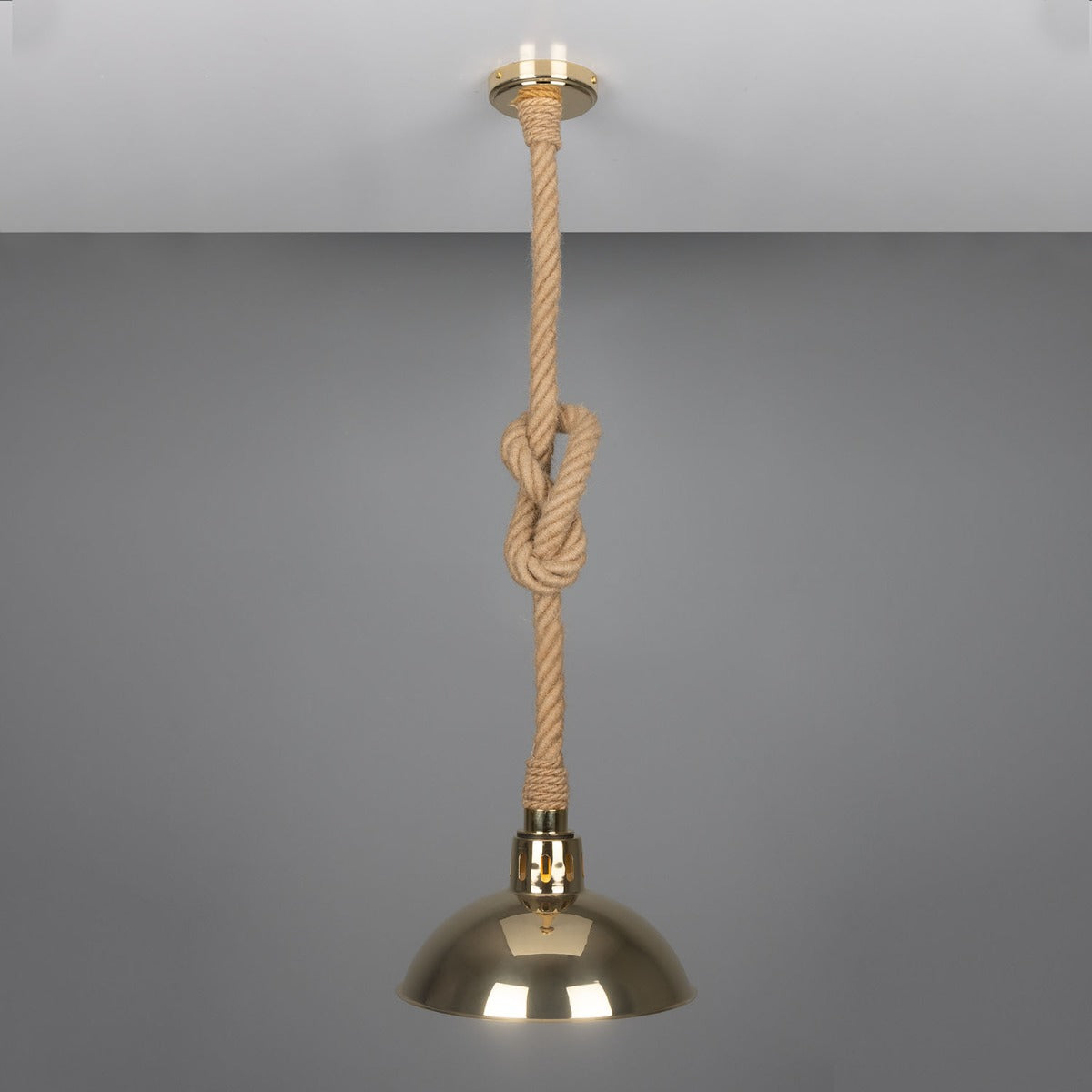 Tahiti Jute Rope Pendant Light with Vintage Brass Shade 30cm IP65 - View 10