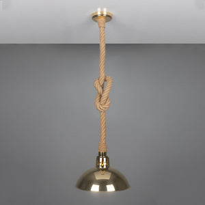 Tahiti Jute Rope Pendant Light with Vintage Brass Shade 30cm IP65 - View 10