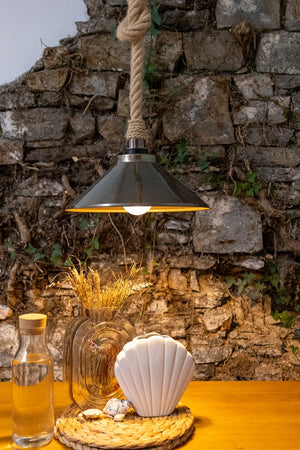 Naxos Jute Rope Pendant Light with Vintage Brass Shade 38cm IP65 - View 12