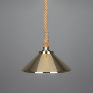 Naxos Jute Rope Pendant Light with Vintage Brass Shade 38cm IP65 - View 8