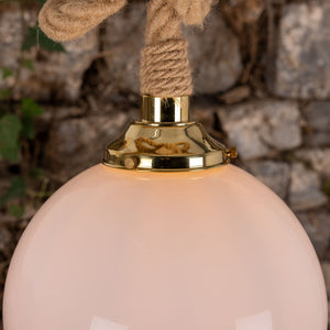 Azores Jute Rope Pendant Light with Opal Glass Globe 30cm IP44 - View 15