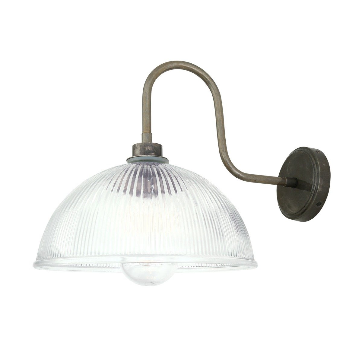 Maris Prismatic Glass Swan Neck Wall Light IP65 - Main View