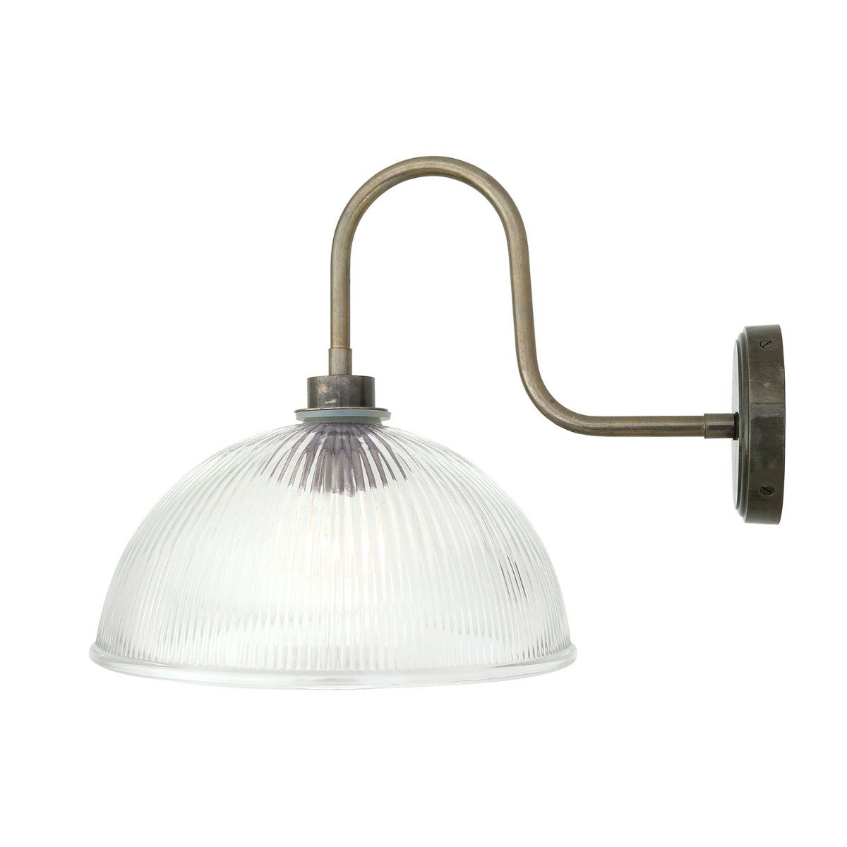 Maris Prismatic Glass Swan Neck Wall Light IP65 - View 3