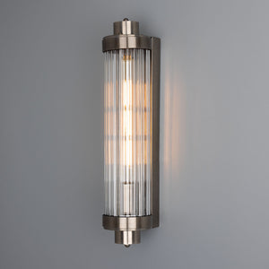 Louise Vintage Rippled Glass and Brass Bathroom Wall Light IP44 - View 5