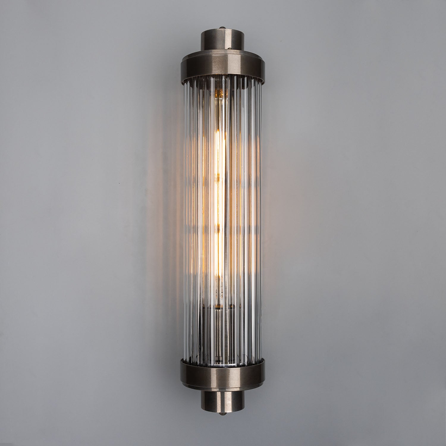 Louise Vintage Rippled Glass and Brass Bathroom Wall Light IP44 - View 6