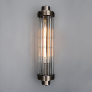 Louise Vintage Rippled Glass and Brass Bathroom Wall Light IP44 - View 6