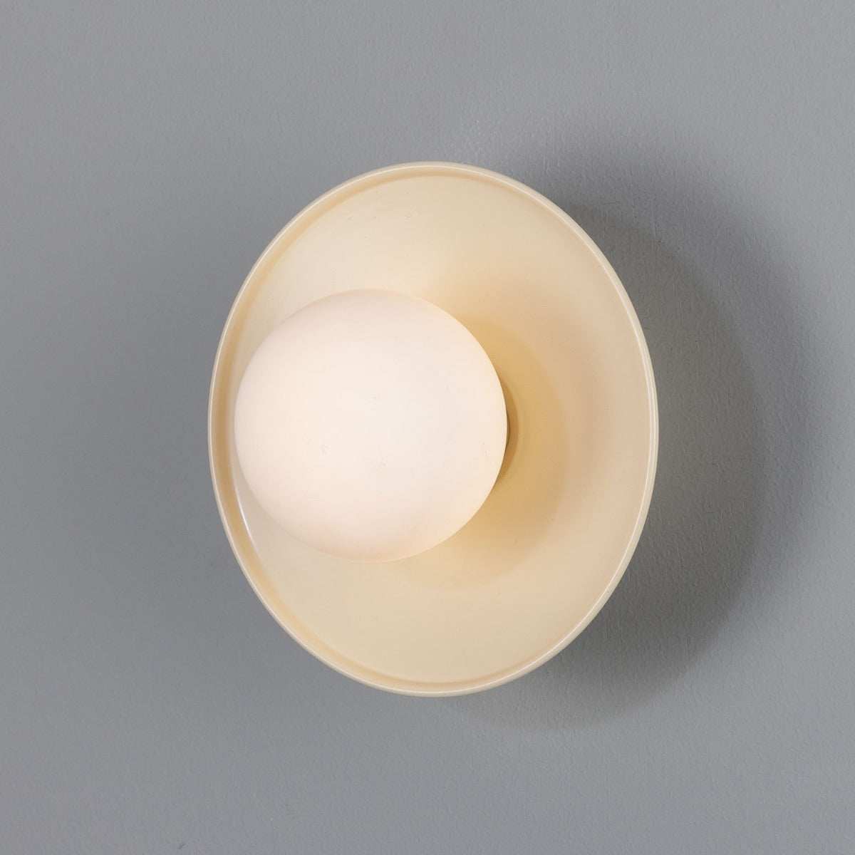 Aosta Brass Disc Bathroom Wall Light with Glass Globe 16.2cm IP65 - Subtle Wear