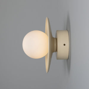 Aosta Brass Disc Bathroom Wall Light with Glass Globe IP65 - View 18