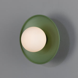 Aosta Brass Disc Bathroom Wall Light with Glass Globe IP65 - View 10